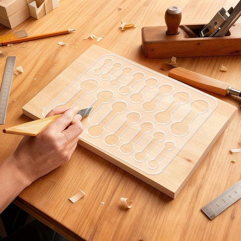 beinkmake 15 in 1 Dumbbell Router Template Acrylic Clear Valet Tray Router Template for Woodworking Drawing Inlay Templates Charcuterie Board Handicraft Decorative Templates 11.8x8.6 inch - Image 4